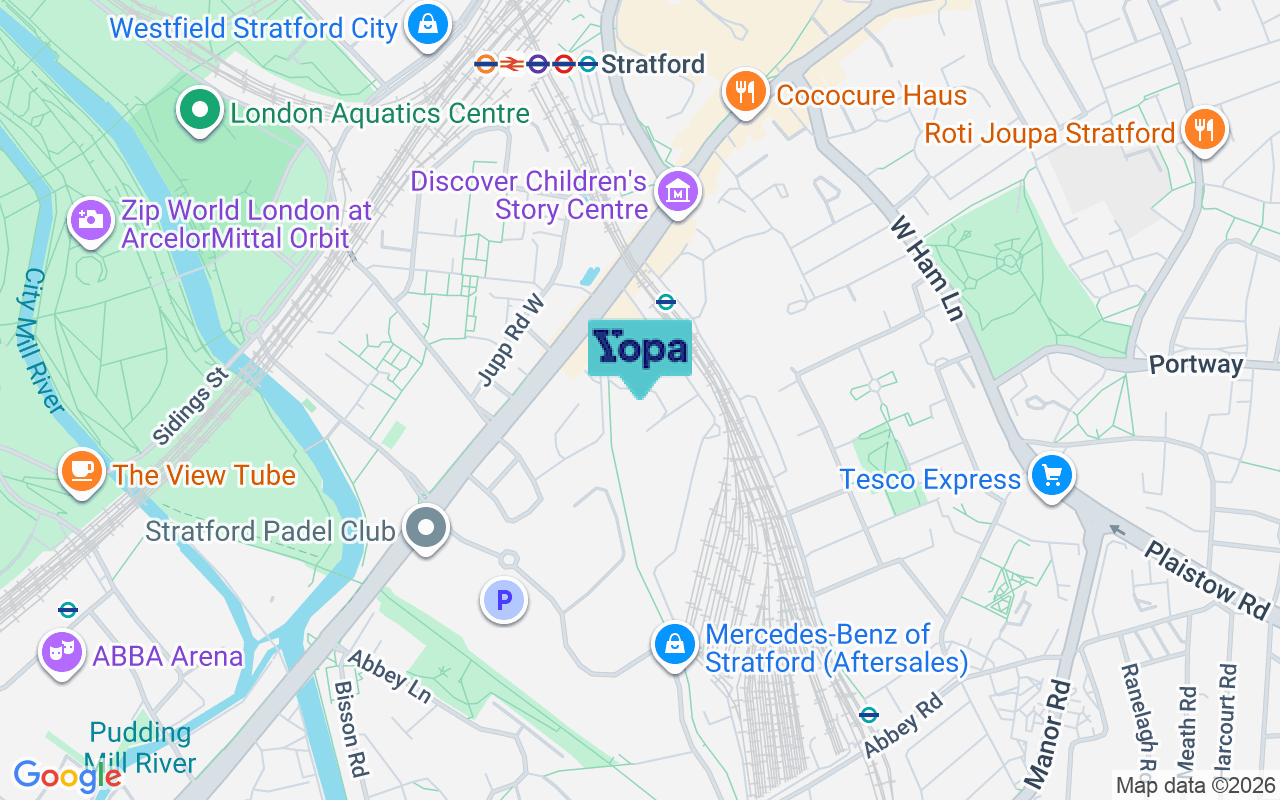 Map showing the location of E15 2SQ