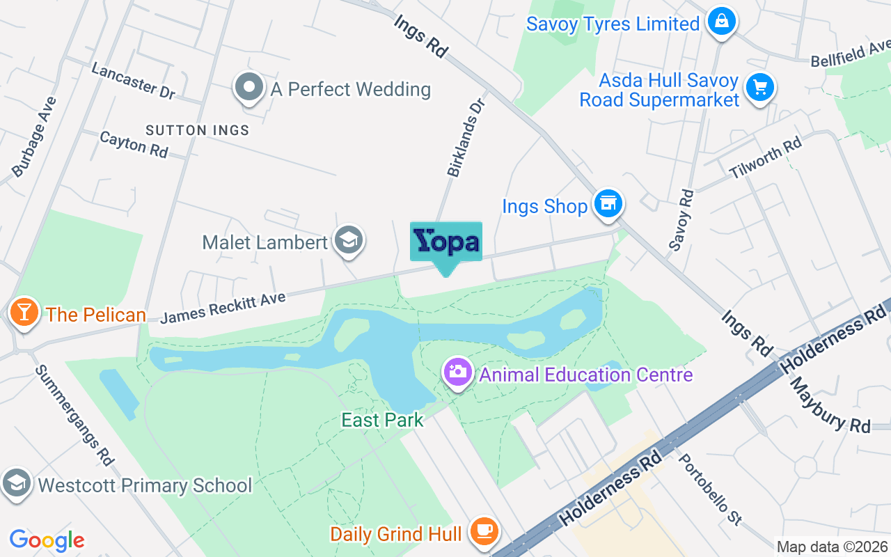 Map showing the location of HU8 0LQ
