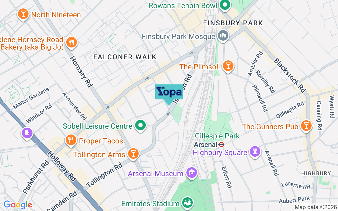 Map showing the location of N7 7JT
