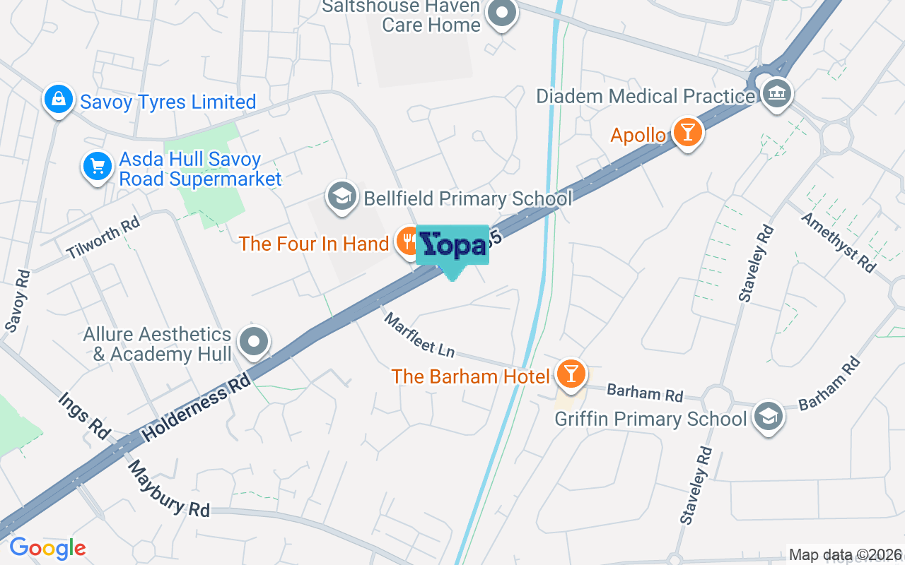 Map showing the location of HU9 4AB