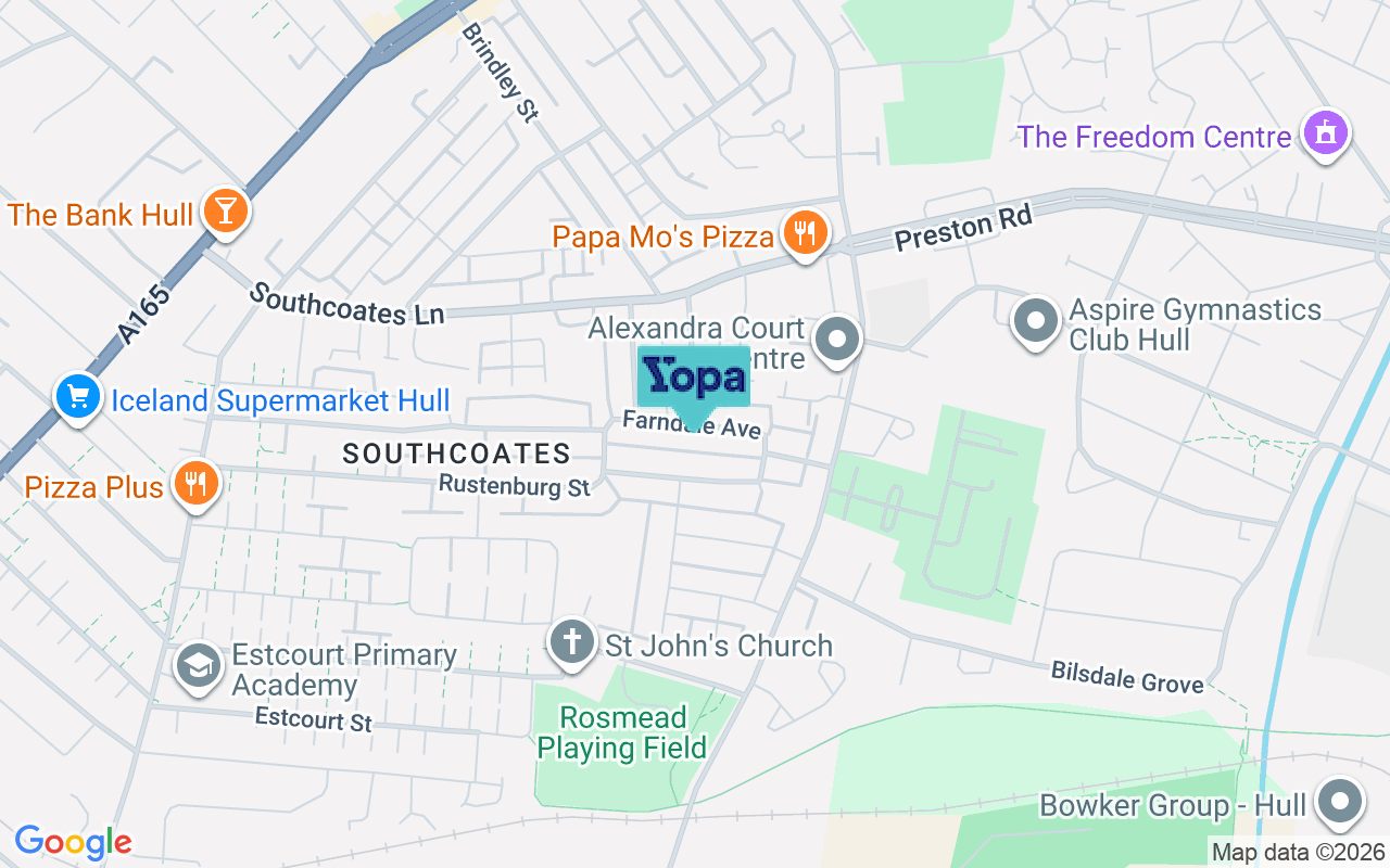 Map showing the location of HU9 2PH