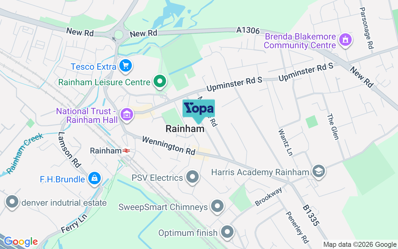 Map showing the location of RM13 9TS