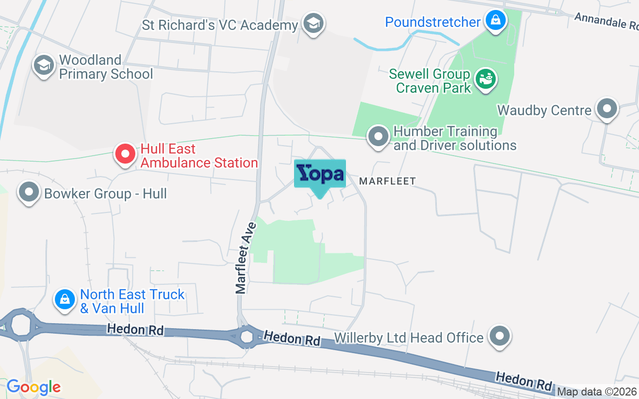 Map showing the location of HU9 5SE