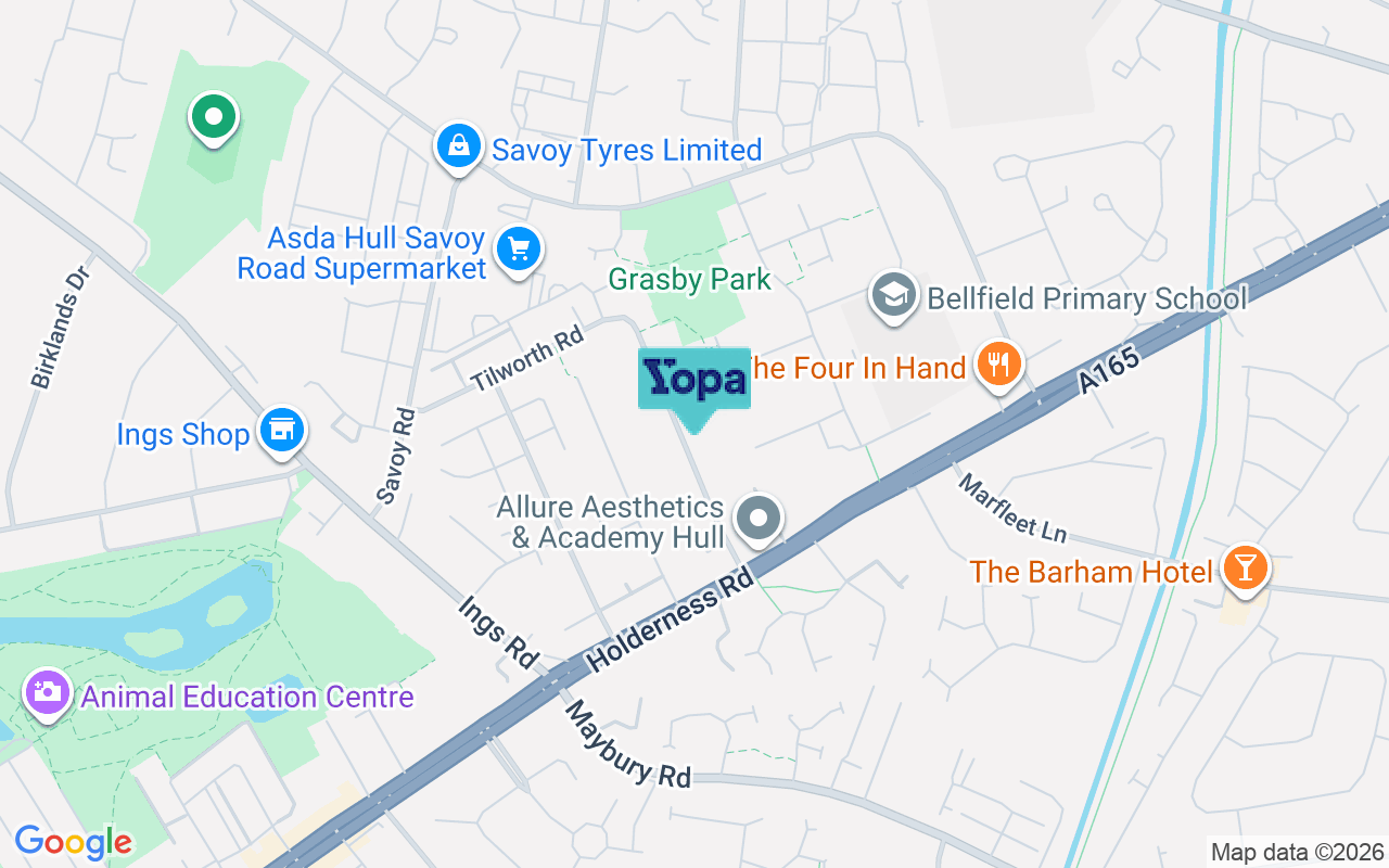 Map showing the location of HU8 9BT