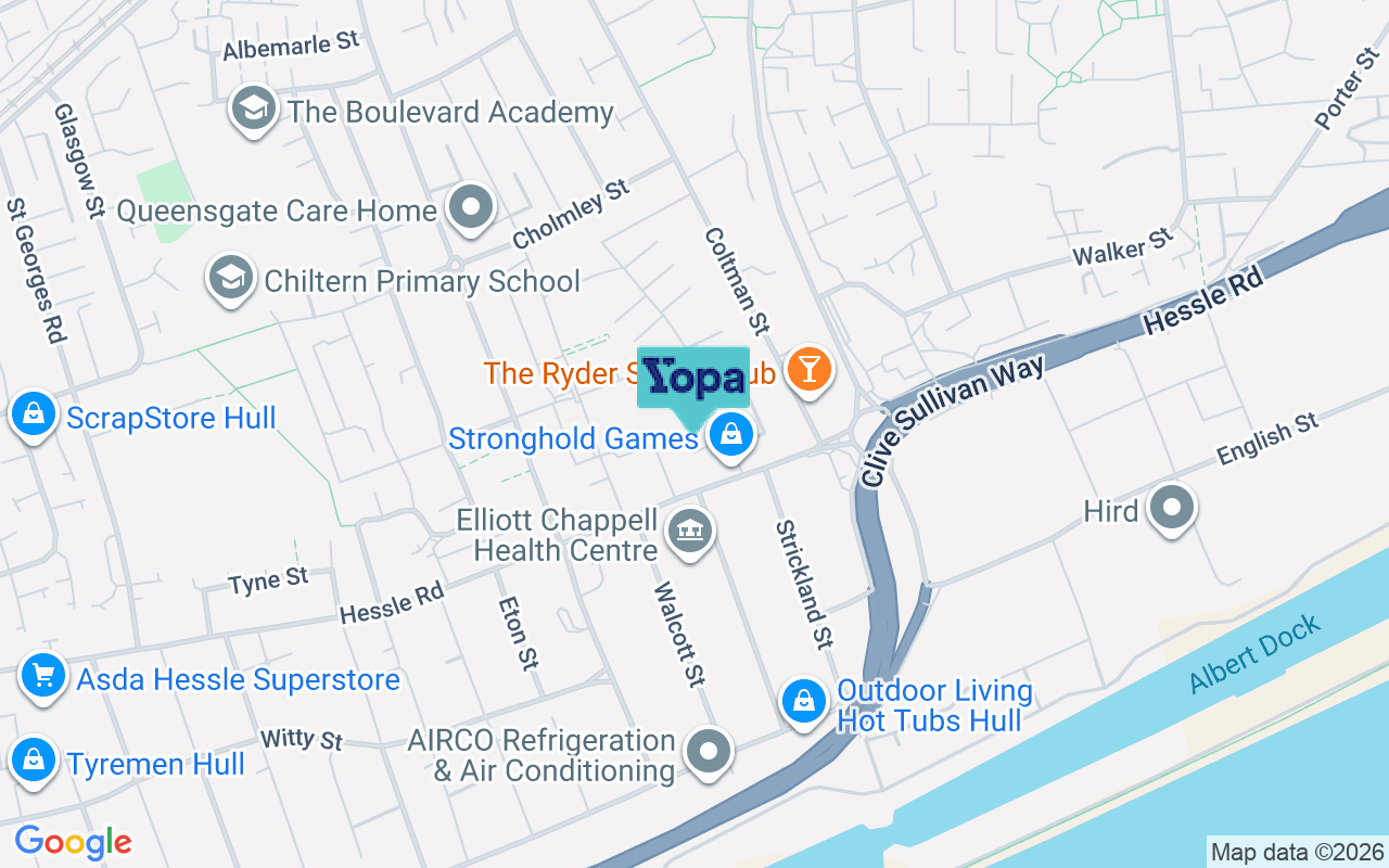 Map showing the location of HU3 3BB