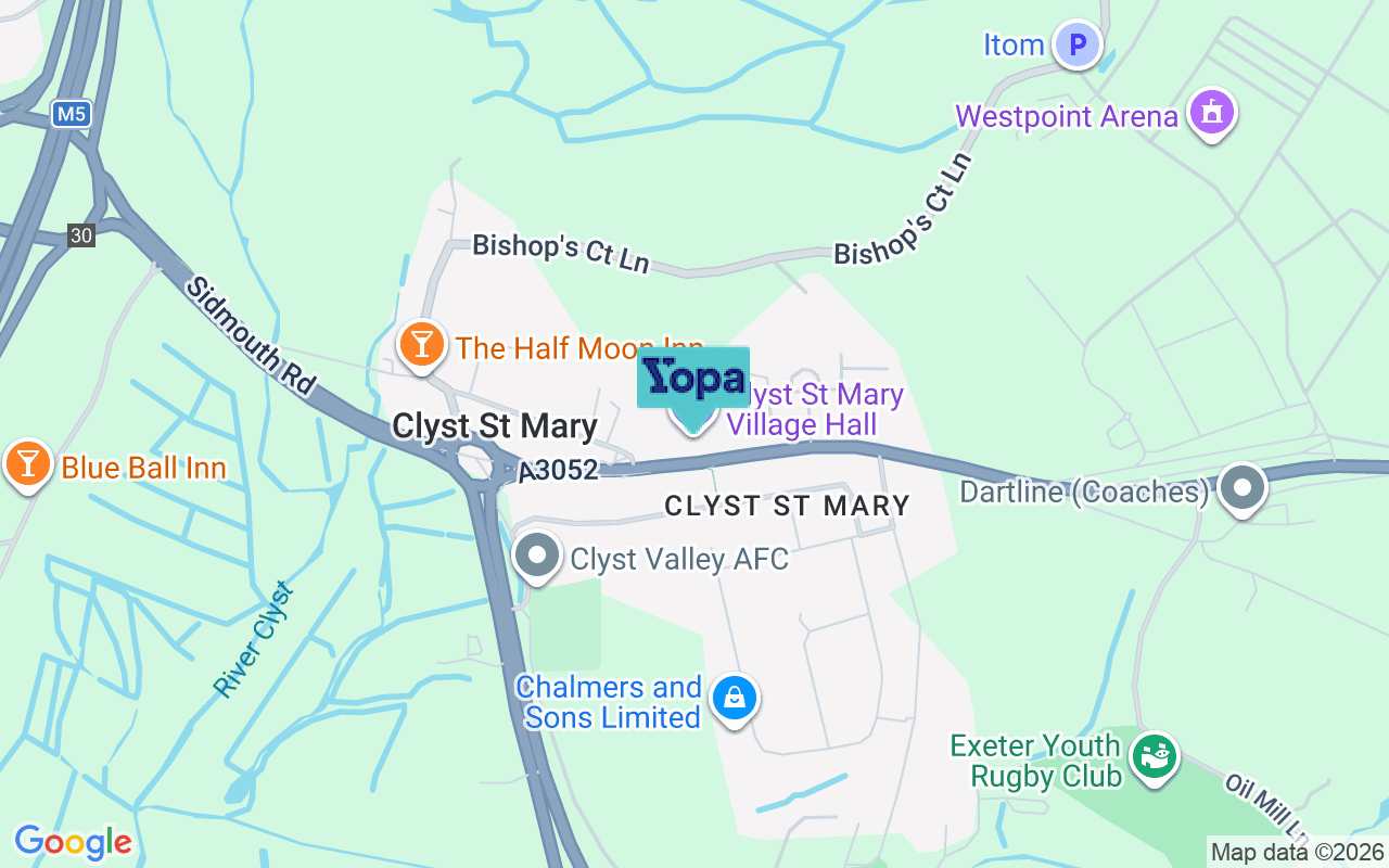 Map showing the location of EX5 1AA
