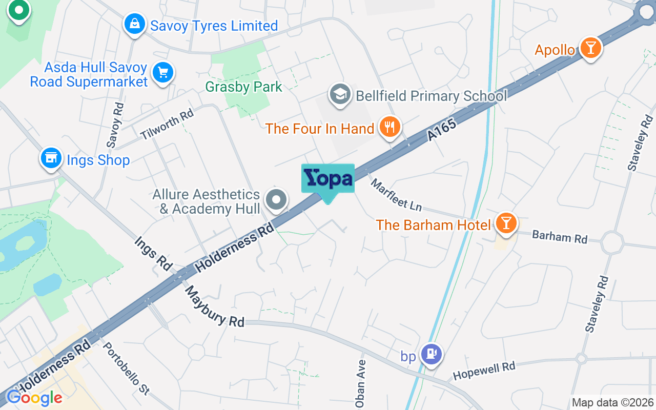 Map showing the location of HU9 4AA