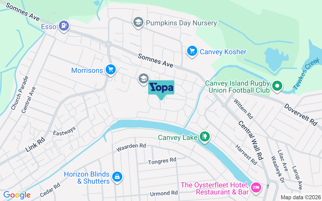 Map showing the location of SS8 9XJ