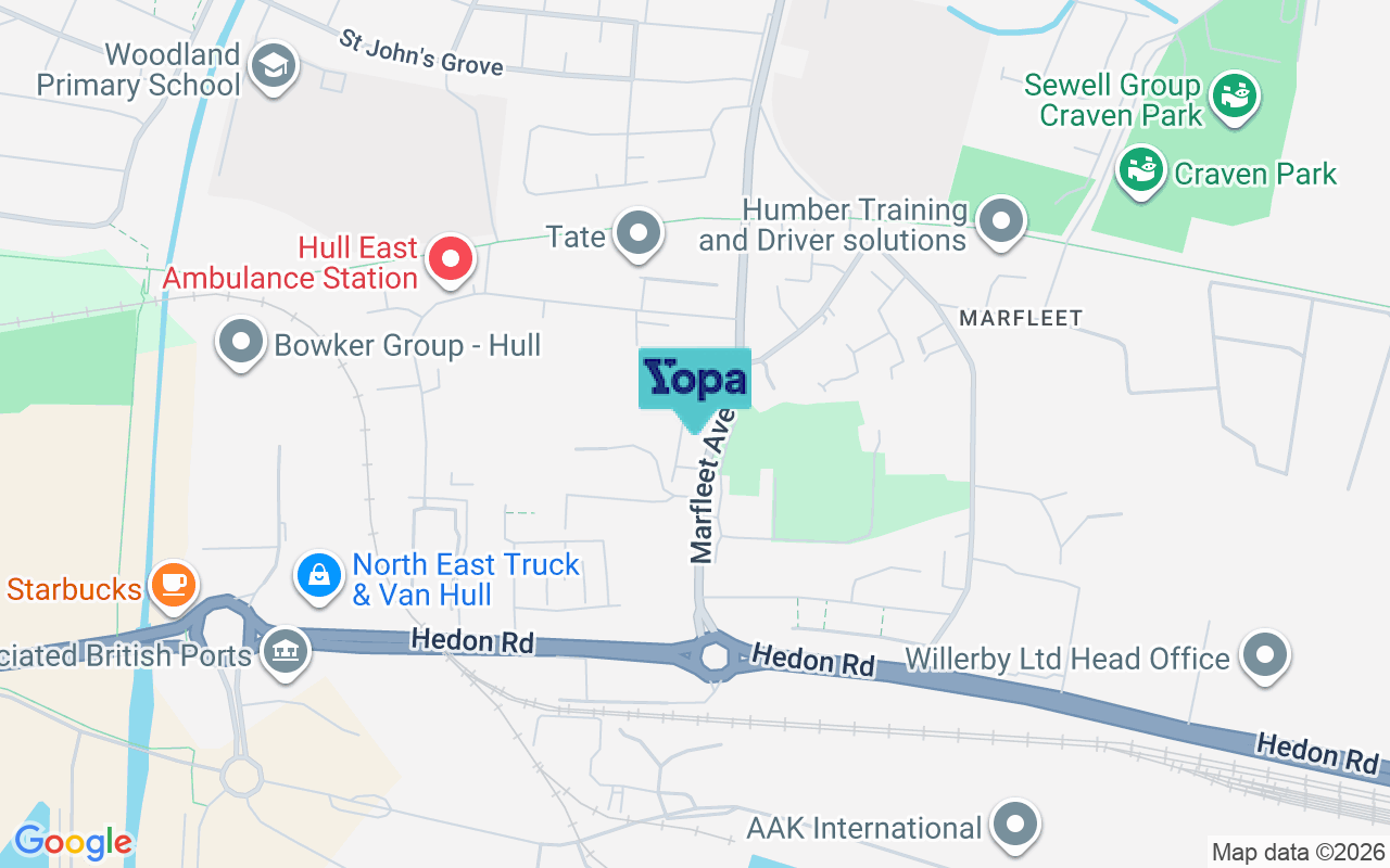 Map showing the location of HU9 5SB
