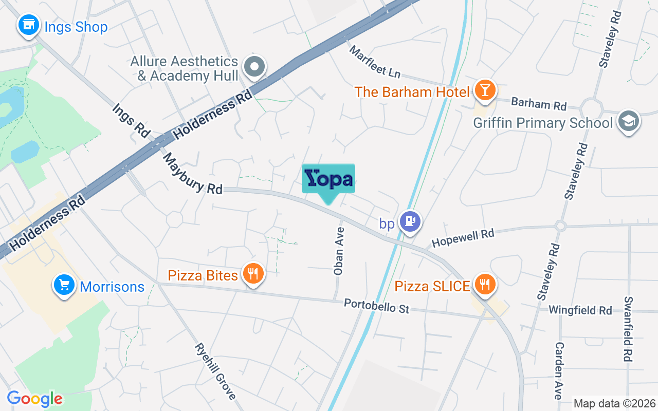 Map showing the location of HU9 3LB