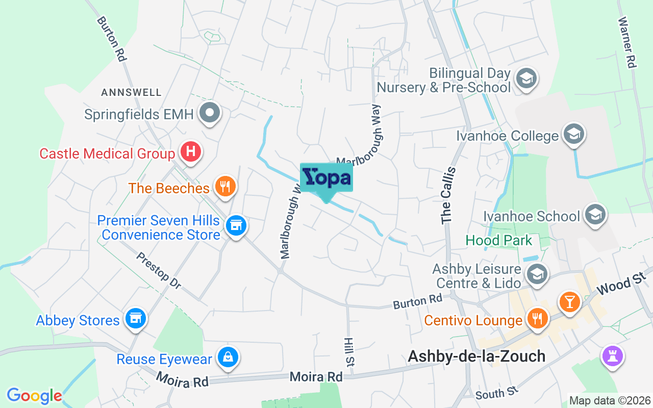 Map showing the location of LE65 2QY