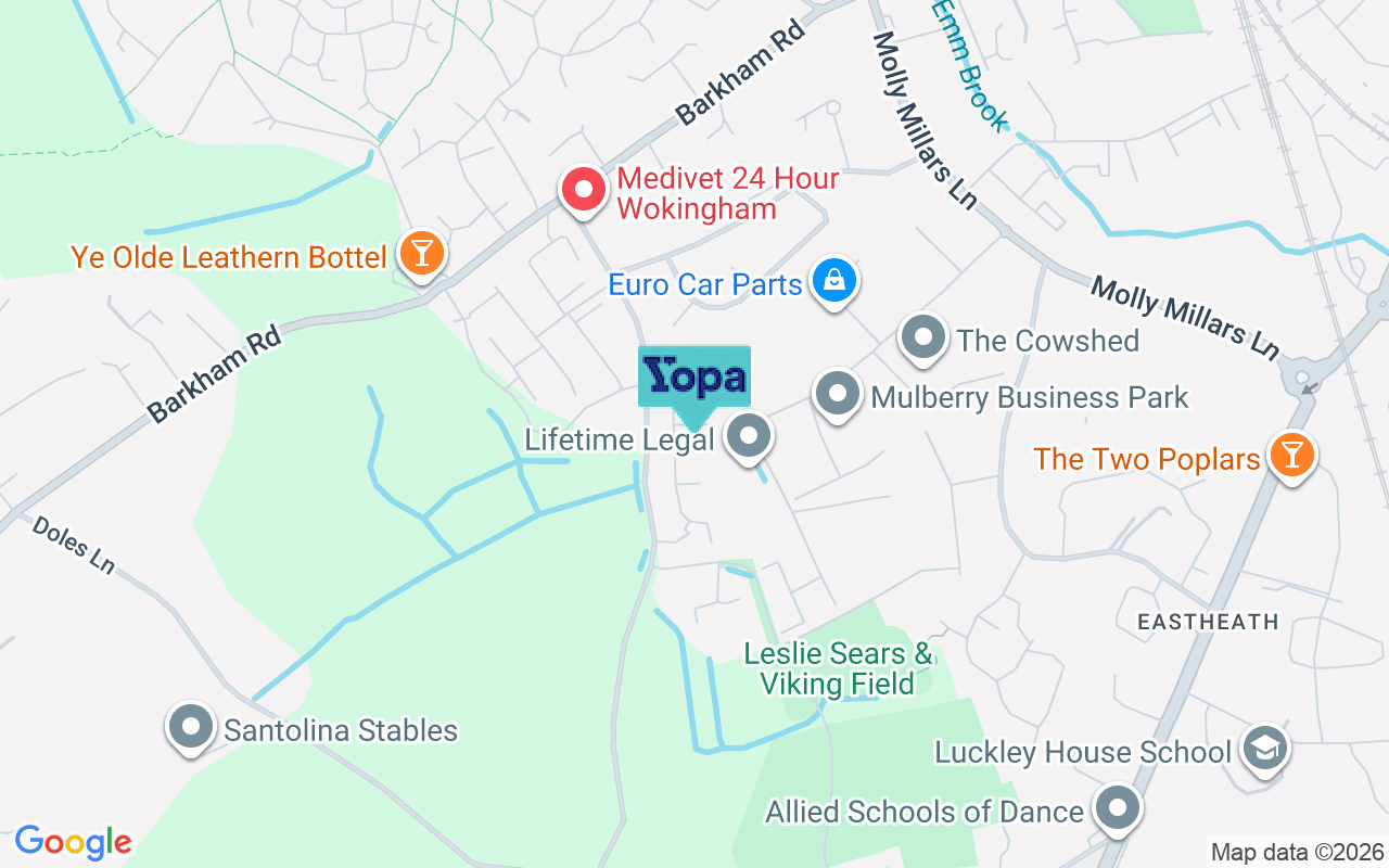 Map showing the location of RG41 4BD
