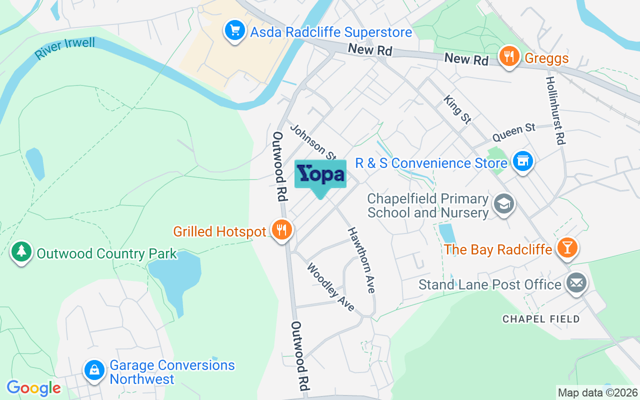 Map showing the location of M26 1BE