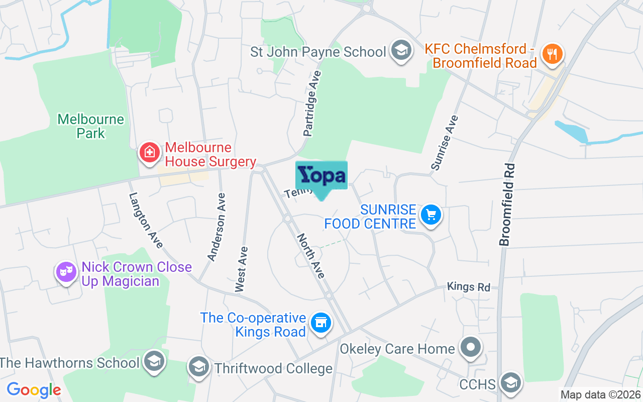 Map showing the location of CM1 4NE