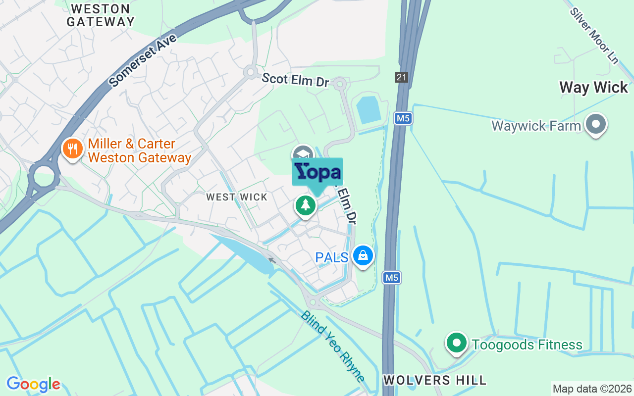 Map showing the location of BS24 7FP