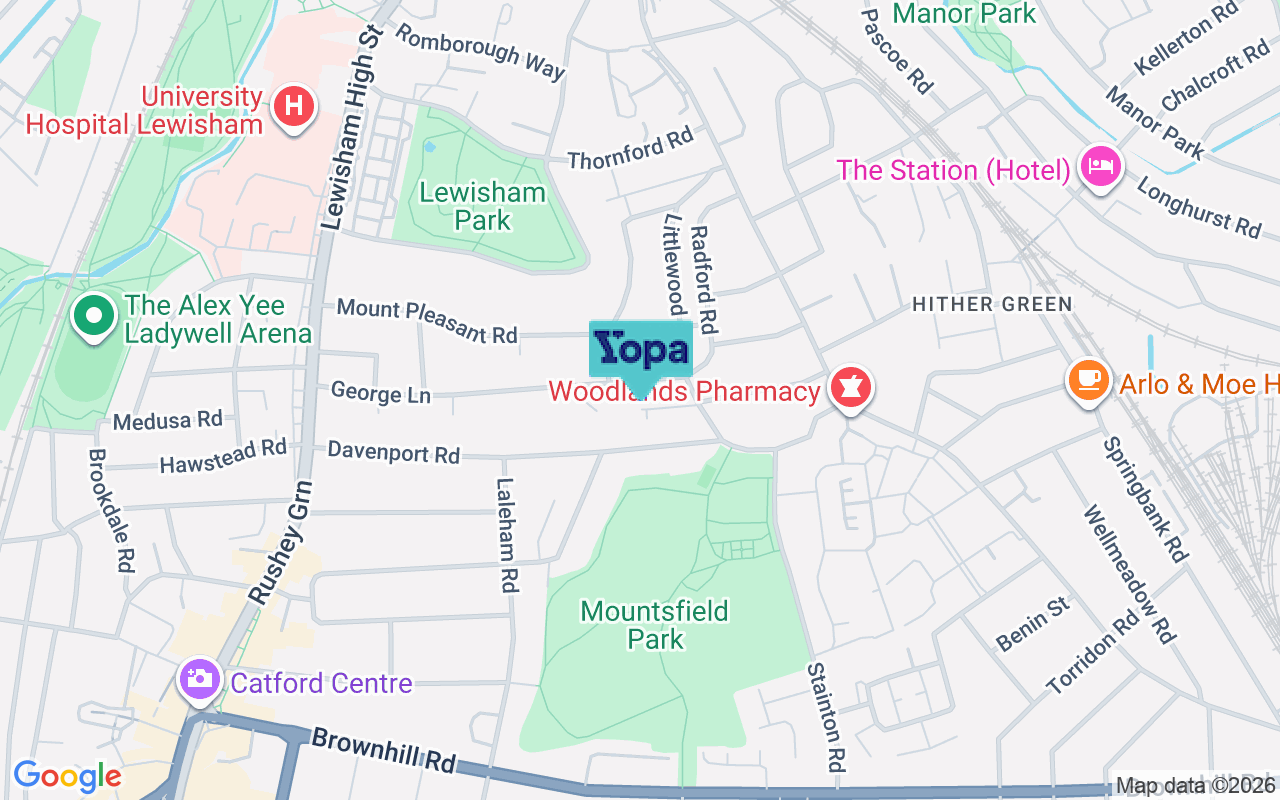Map showing the location of SE13 6HW