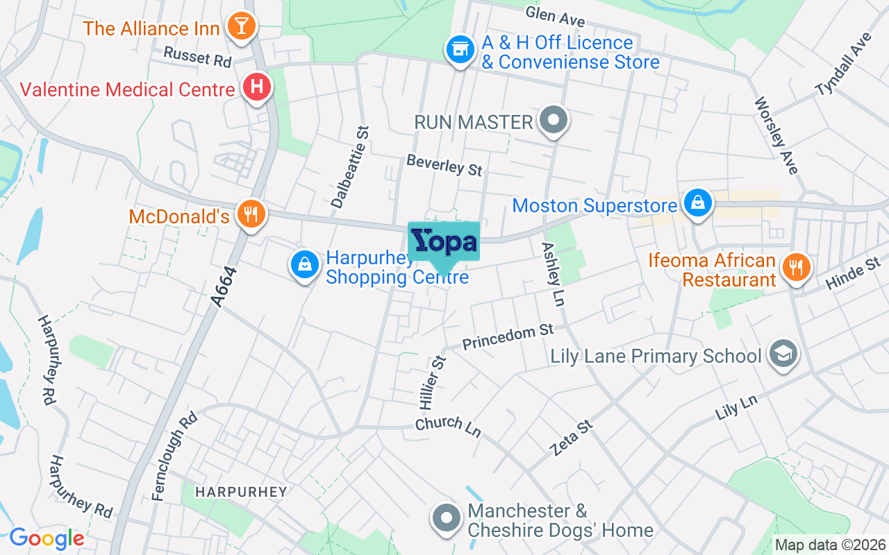 Map showing the location of M9 4JB