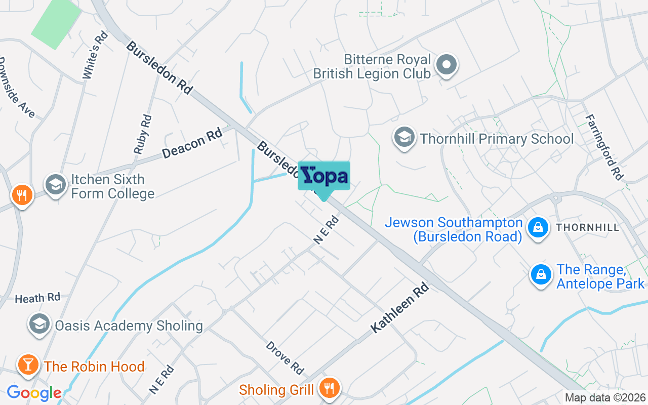 Map showing the location of SO19 8NB