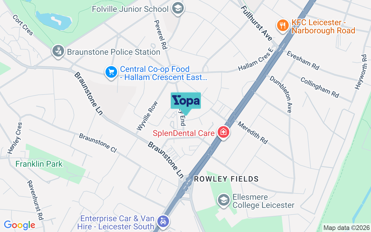 Map showing the location of LE3 1GB