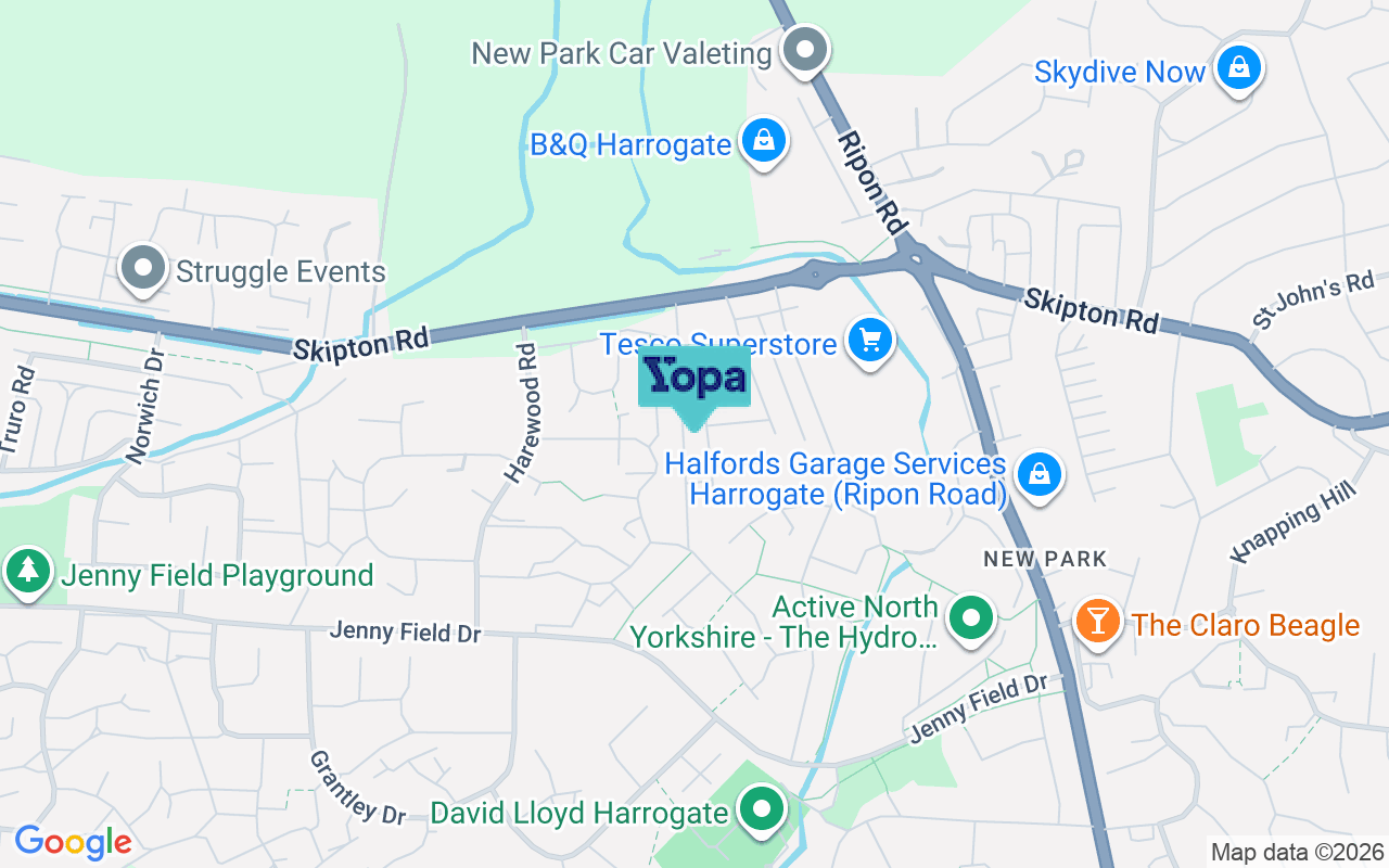Map showing the location of HG1 2BG