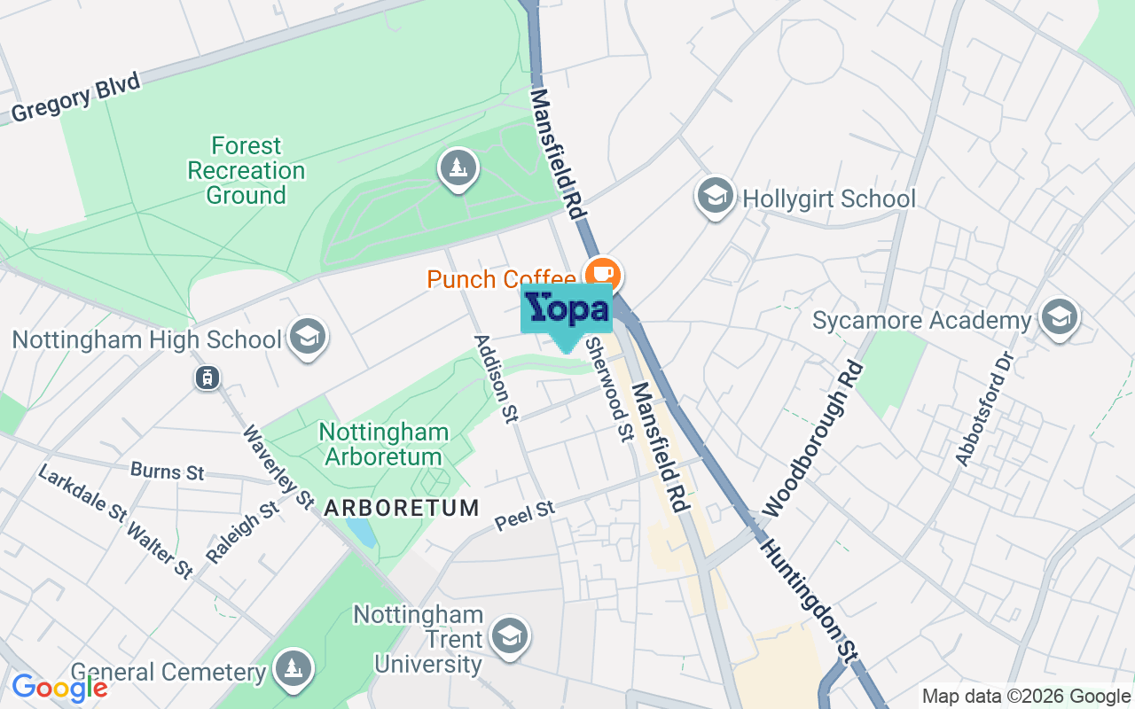 Map showing the location of NG1 4EP