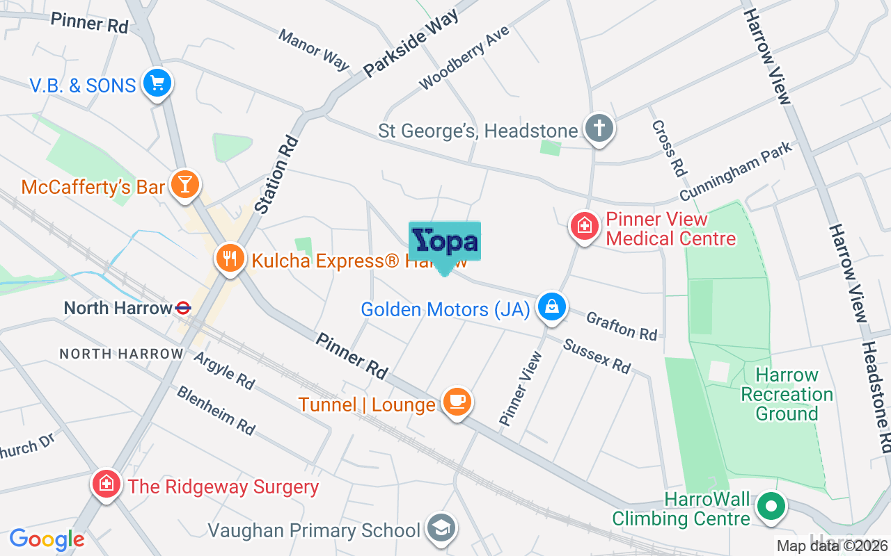 Map showing the location of HA1 4PB