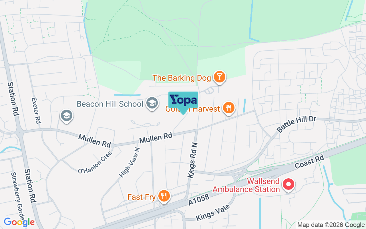 Map showing the location of NE28 9JP