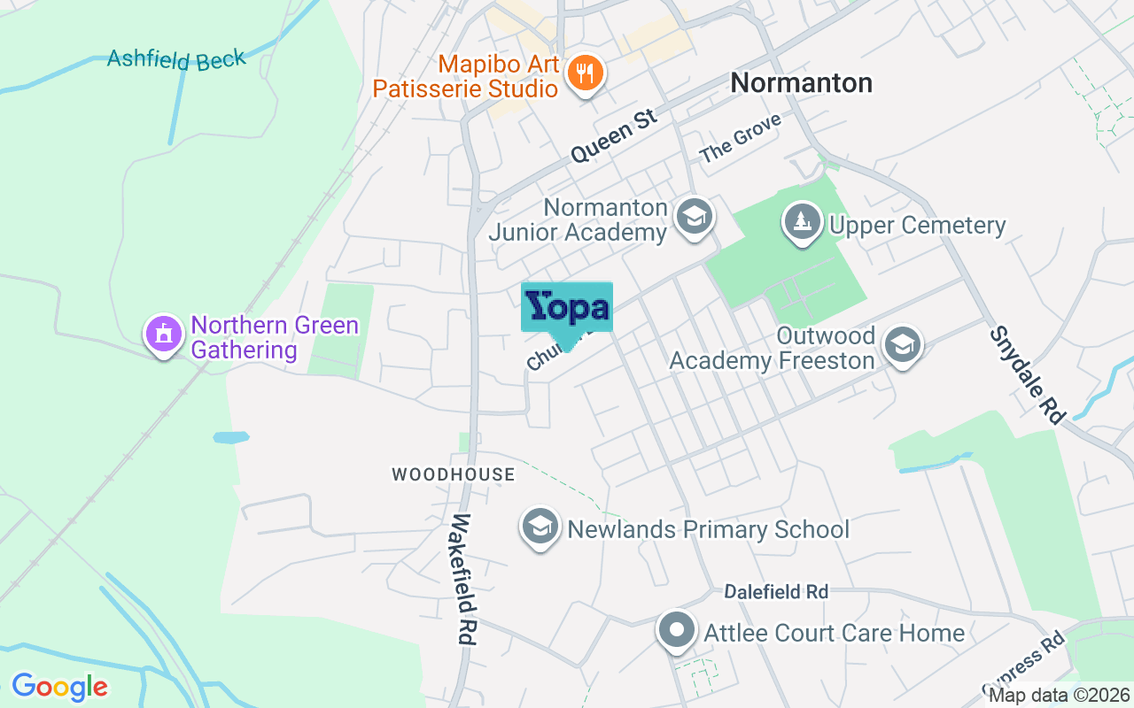 Map showing the location of WF6 1AY