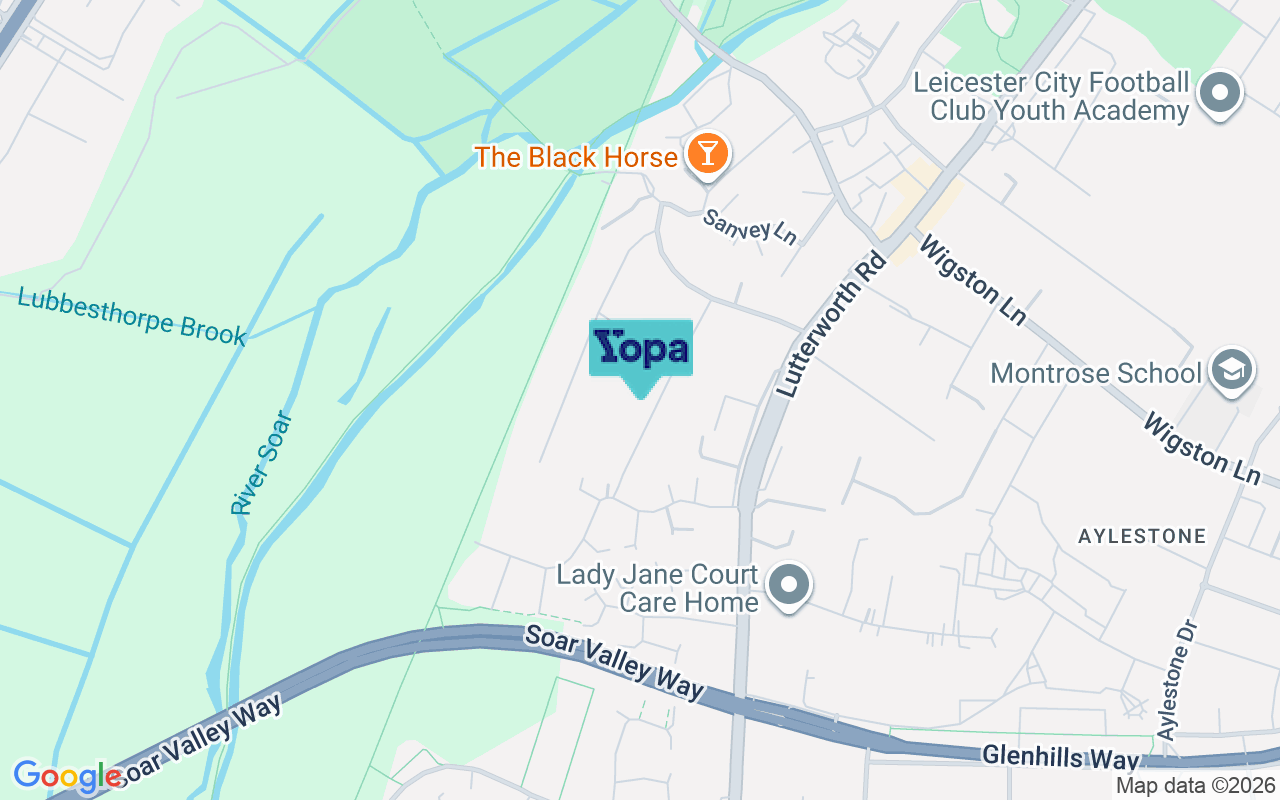 Map showing the location of LE2 8LN