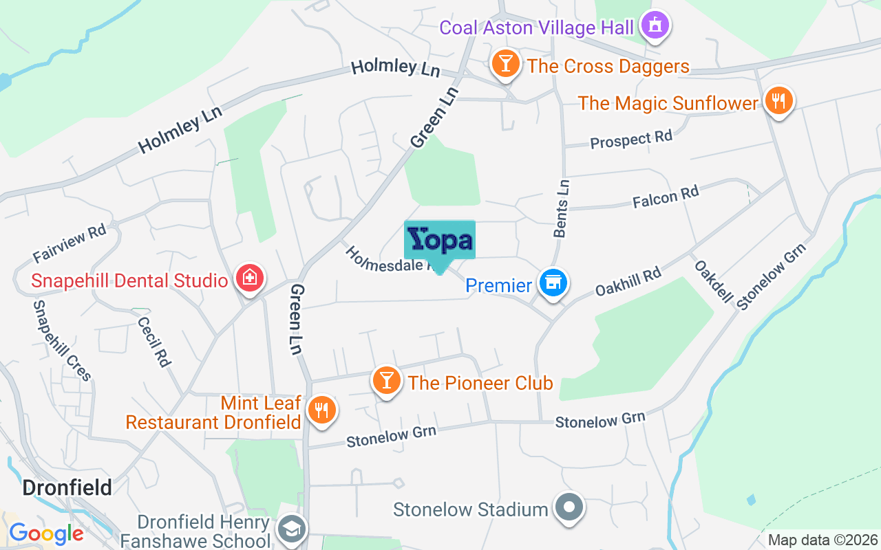 Map showing the location of S18 2FB