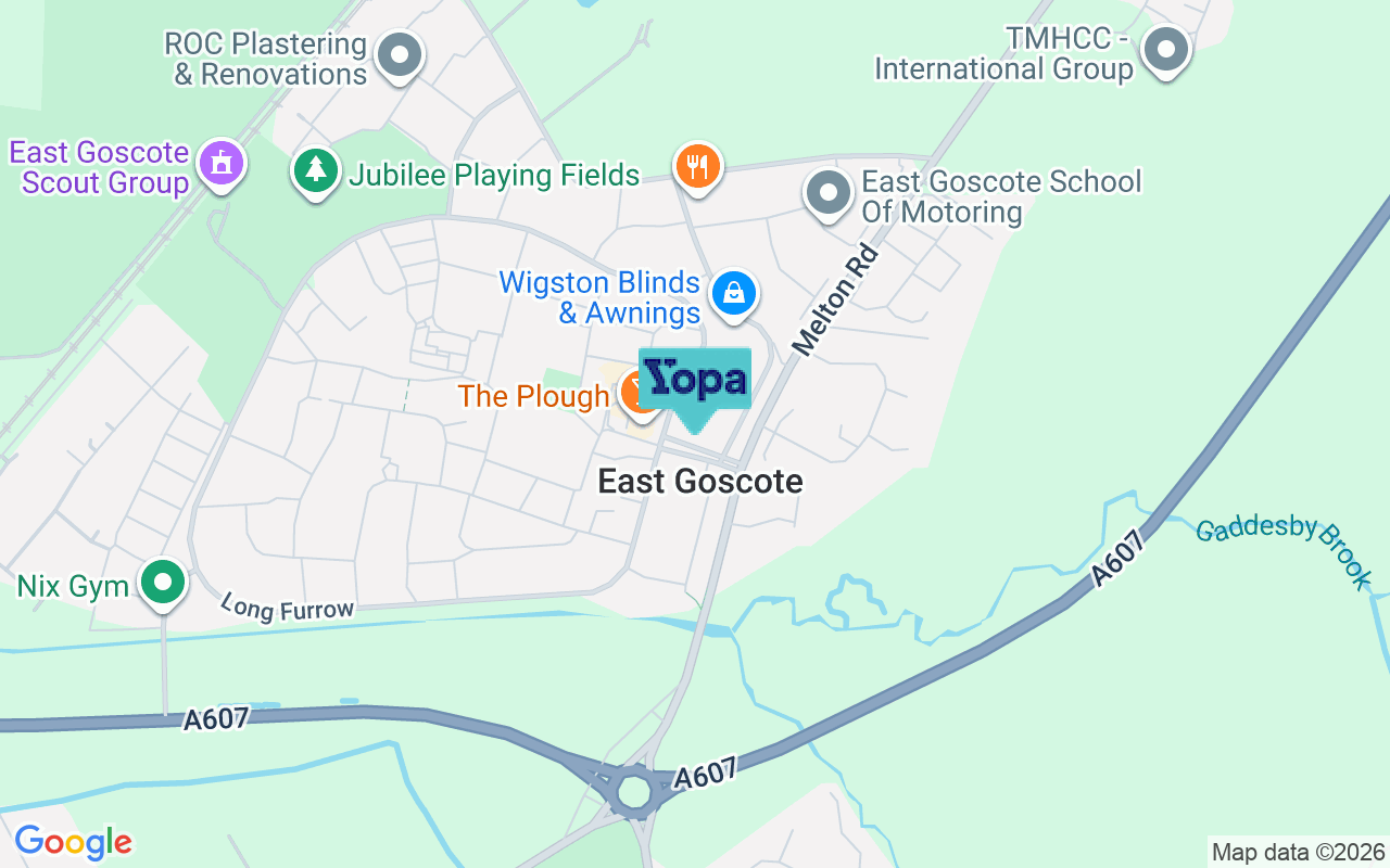 Map showing the location of LE7 3QQ