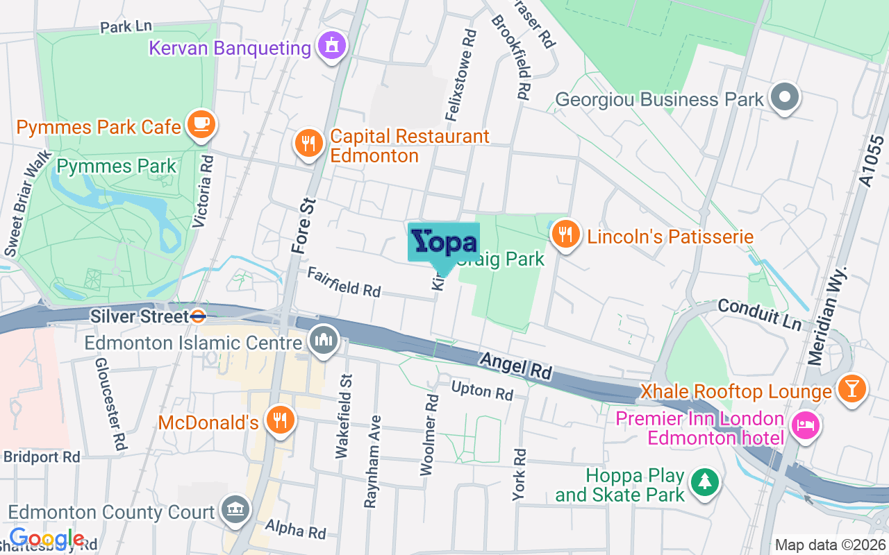 Map showing the location of N18 2PN