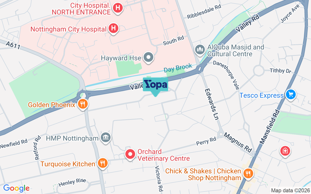 Map showing the location of NG5 3AT