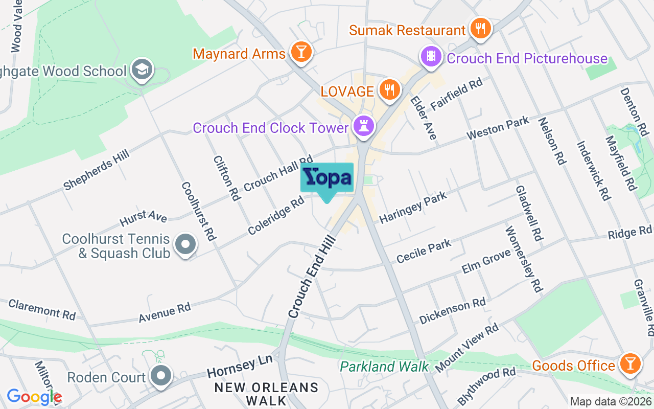 Map showing the location of N8 8EG