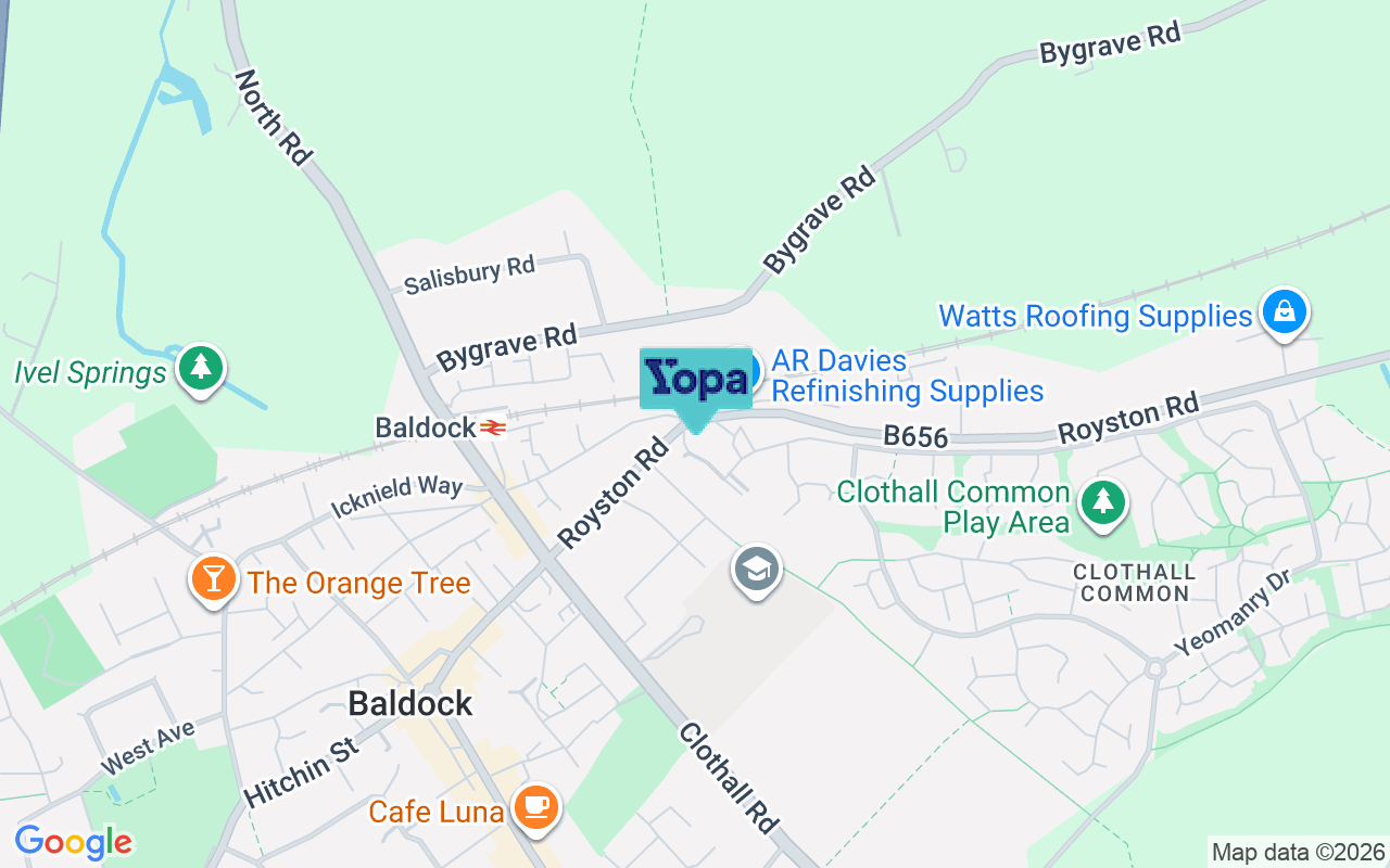 Map showing the location of SG7 6NT
