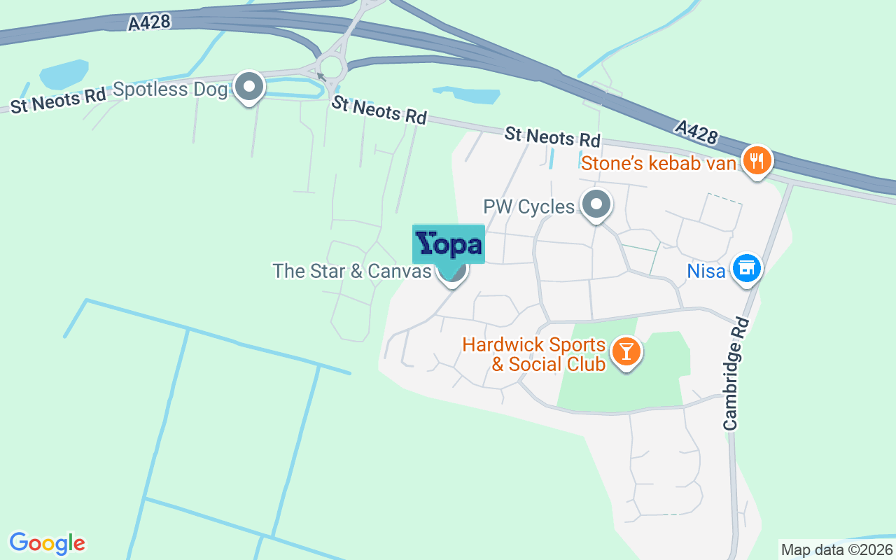 Map showing the location of CB23 7QN
