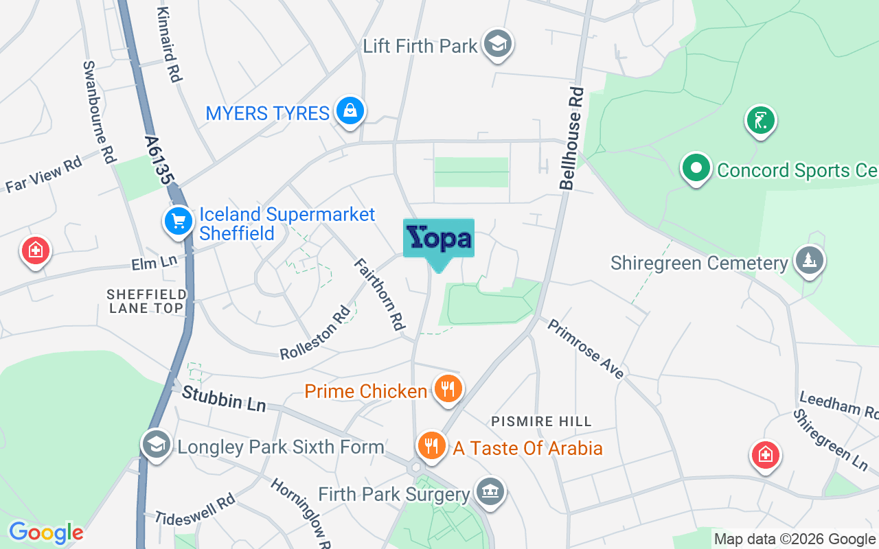 Map showing the location of S5 6NN