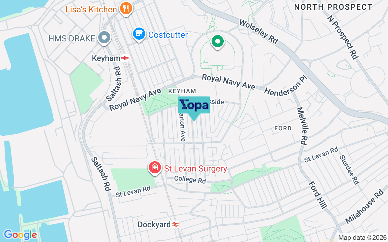 Map showing the location of PL2 1PB