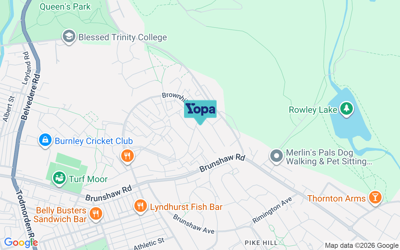 Map showing the location of BB10 4PT