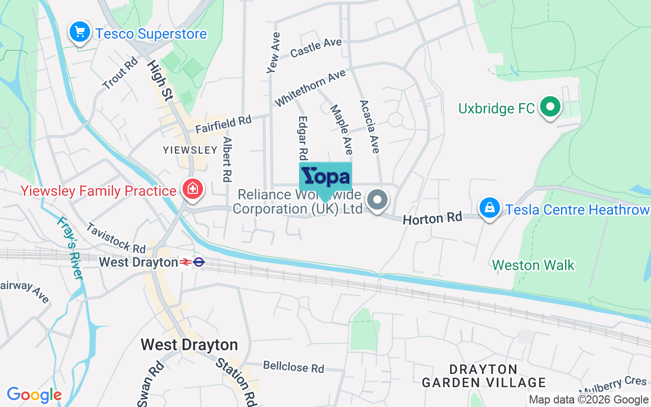 Map showing the location of UB7 8HS