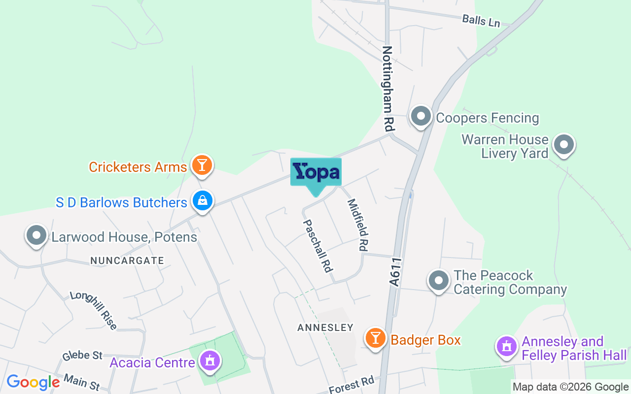 Map showing the location of NG17 9DD