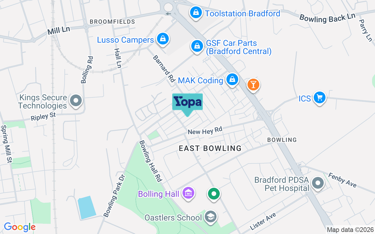 Map showing the location of BD4 7JZ