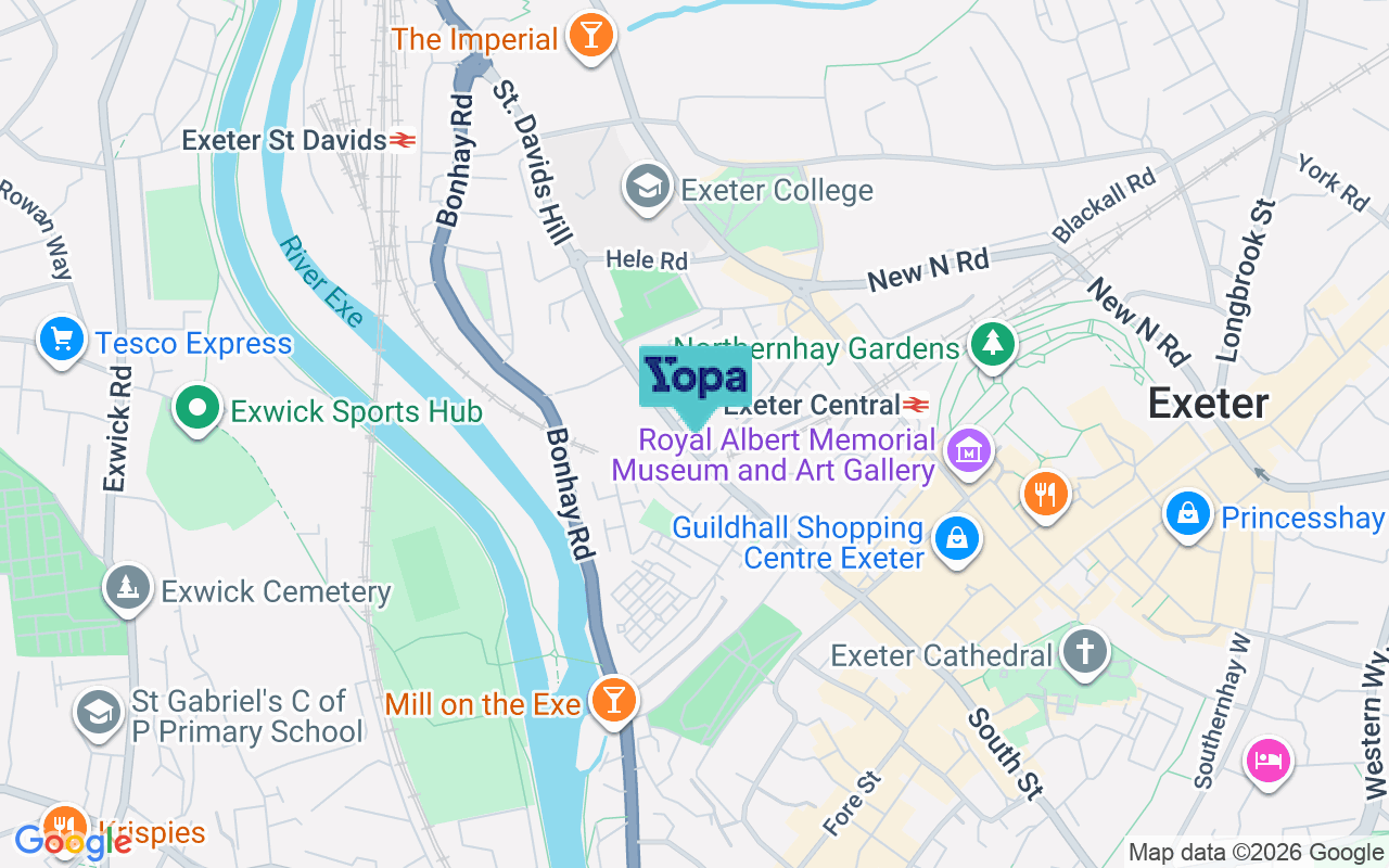 Map showing the location of EX4 3RQ