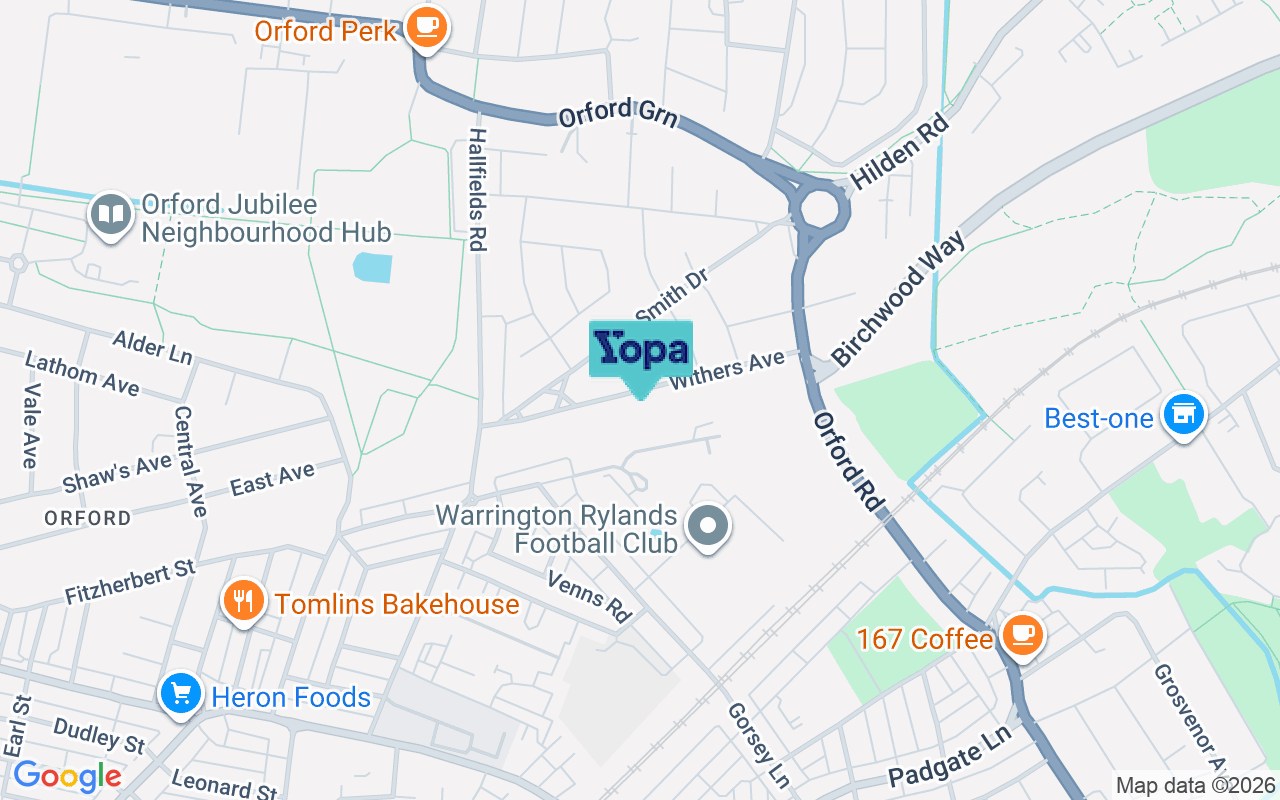 Map showing the location of WA2 8EU