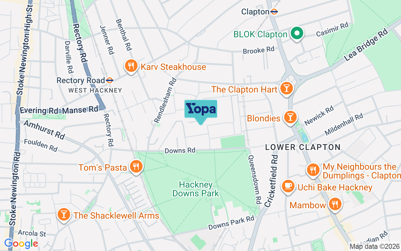 Map showing the location of E5 8PY