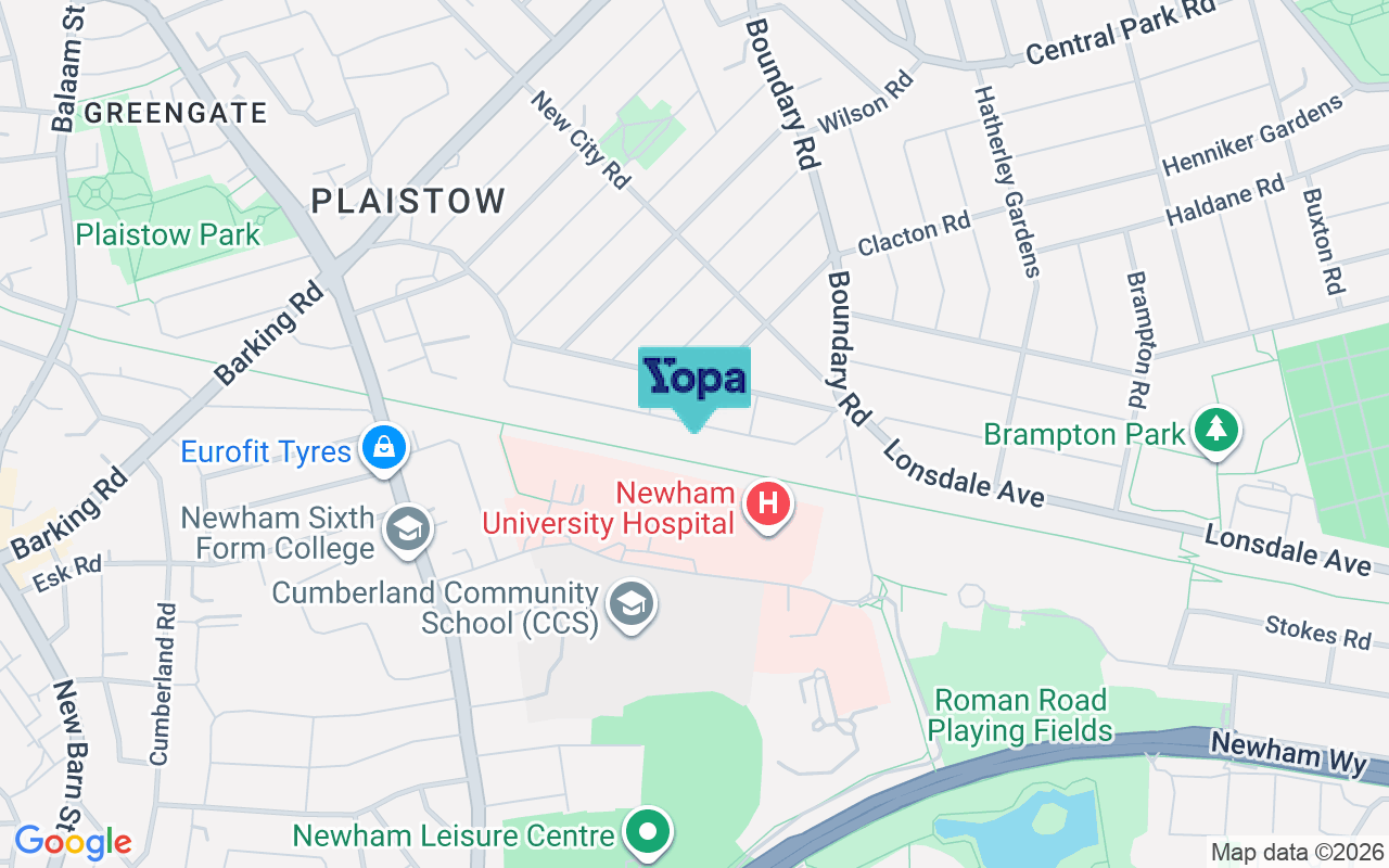 Map showing the location of E13 9NH