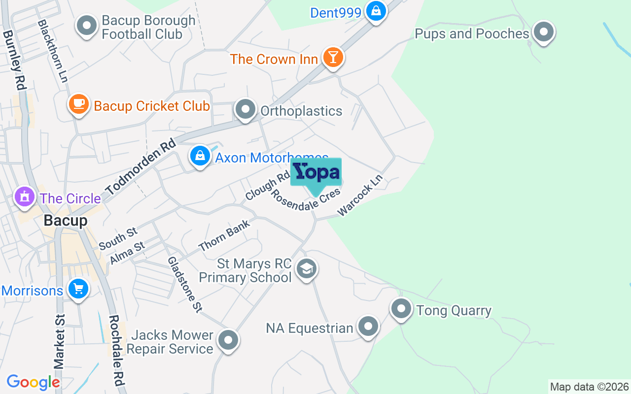 Map showing the location of OL13 9LN