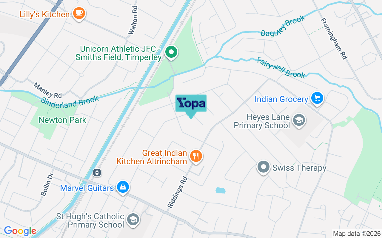 Map showing the location of WA15 6BL