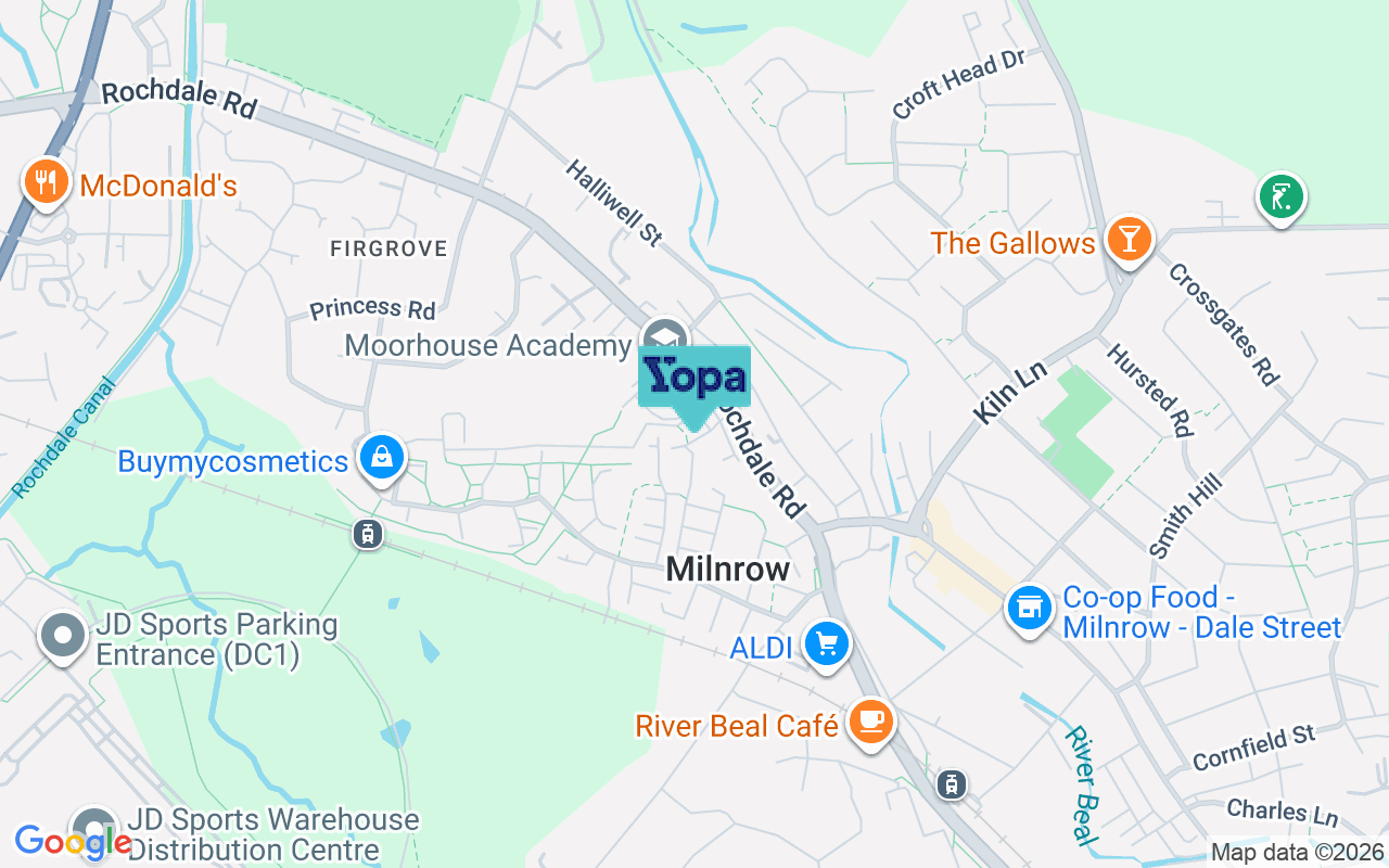 Map showing the location of OL16 4DH