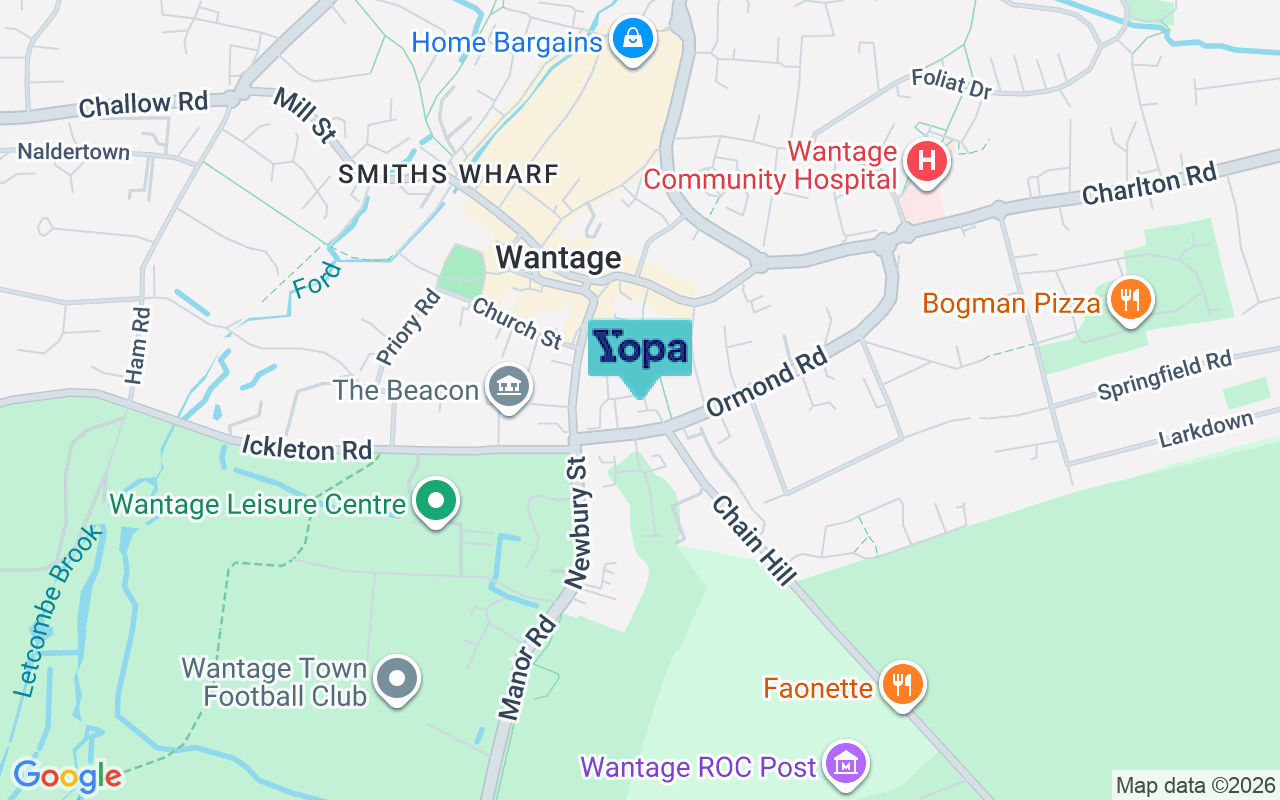Map showing the location of OX12 8FF
